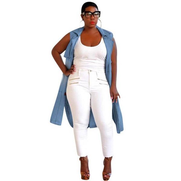 

women's vests fashion casual sleeveless bandage denim top, Black;white