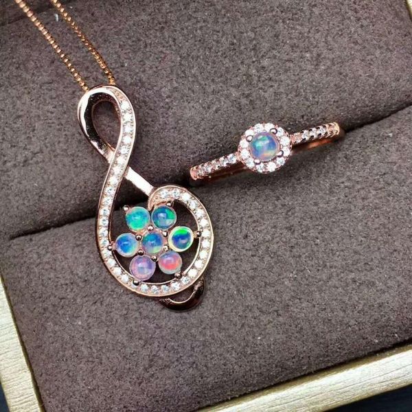 

bracelet, earrings & necklace 925 sterling silver oval opal flower pendent necklace, ring, jewelry set natural gemstone 3 x mm, Black