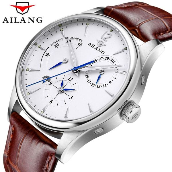 

wristwatches ailang 2021 pointer 30m waterproof men's multifunctional automatic mechanical watches leisure business luminous watch 5809, Slivery;brown