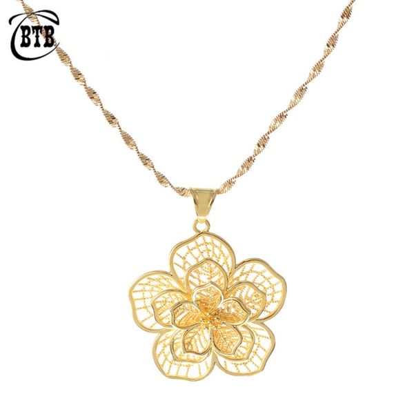 

pendant necklaces fashion style flower necklace muslim islamic luxury gold jewelry wedding banquet women's exquisite, Silver