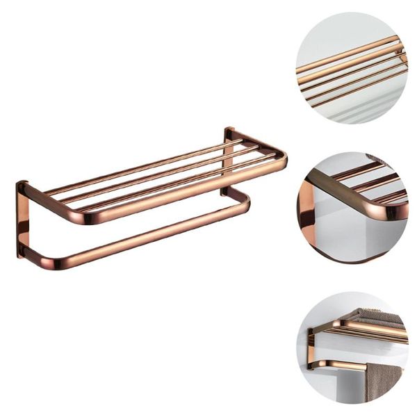 

bath accessory set 58cm towel bar shelf brass rack for bathroom (rose gold)