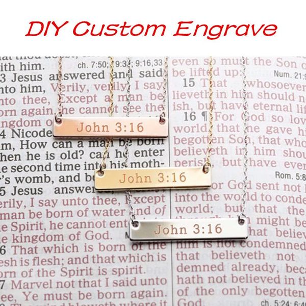 

pendant necklaces engrave name date bar stainless steel link chain classic friendship necklace for women men shellhard, Silver