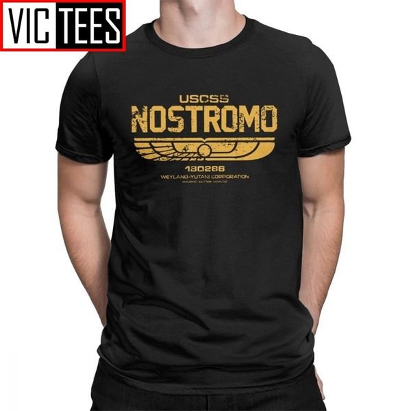 Мужчины Alien Weyland Yutani Corp Nostroomo Crew T рубашки USCSS чистые хлопковые топы удивительные с коротким рукавом Crewneck Tees подарок T-рубашки 210329