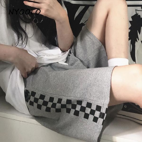 

harajuku vintage streetwear plaid print women short hip hop jogger men summer loose elastic waist skateboard, White;black