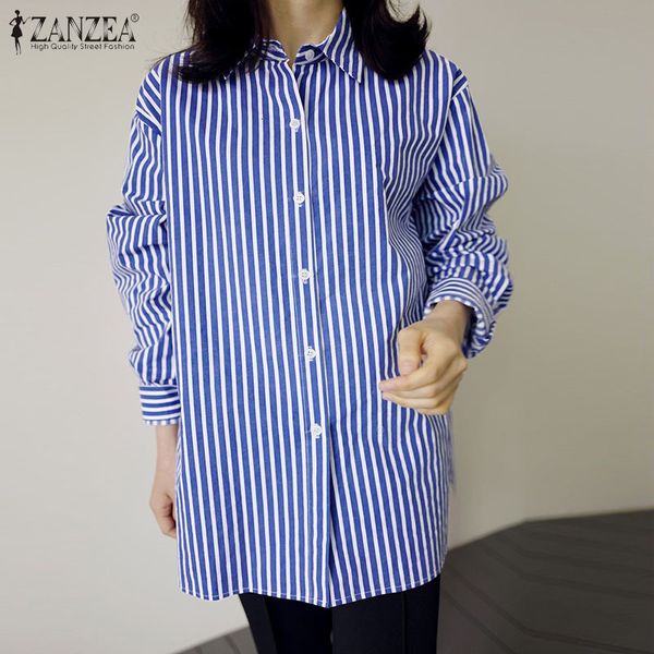 

blouses fashion striped shirts women's spring blouse 2021 casual long sleeve blusas female button lapel tunic plus size chemise, White