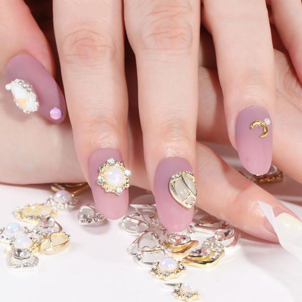 

nail art decorations japanese metal stickers rhinestone jewelry gold opal three-dimensional diamond, Silver;gold