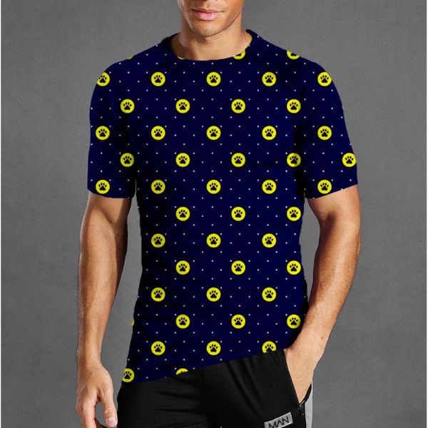 

men's t-shirts summer sports fitness training t-shirt quick-drying breathable wicking footprints round neck short sleeves, White;black