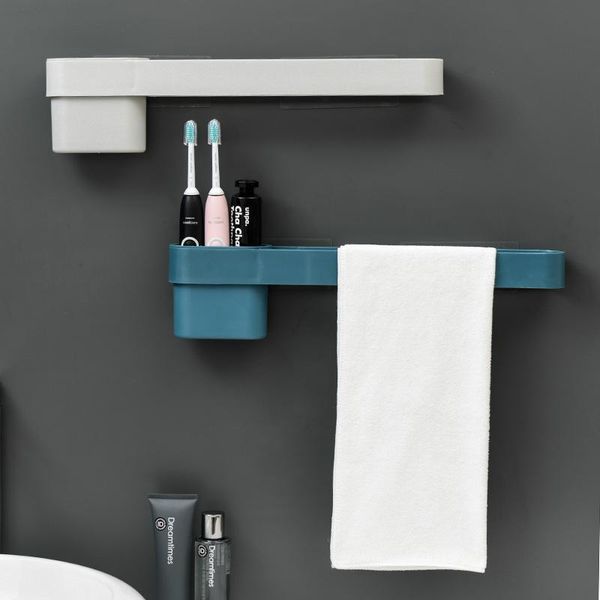 

bathroom storage & organization thickened towel bar punching water wall hanging rack vanity toothbrush barrel box zp7131614
