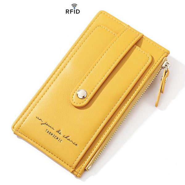 

wallets rfid women card holders soft leather coin purse female business wallet ladies double zipper mini clutch bags, Red;black