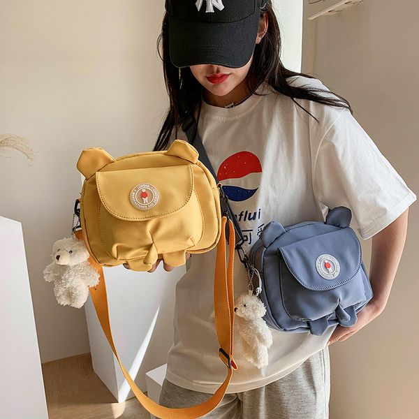 

bag version of solid ladies shoulder korean harajuku new student 2021 color canvas messenger female popular summer small skgnh