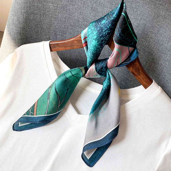 

2020 100% natural real silk neckerchief for women brand print square scarf headscarf pure bandana hijab foulard scarves, Blue;gray