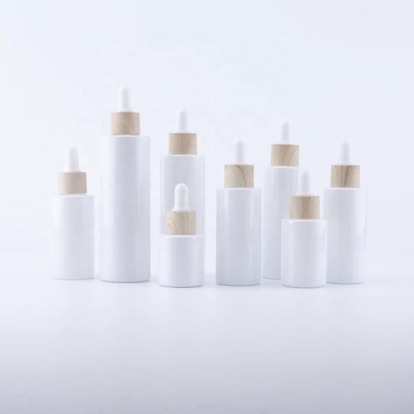 

storage bottles & jars 30 50mlfactory wholesale luxury flat shoulder hair oil essential bottle pearl white dropper for essence package