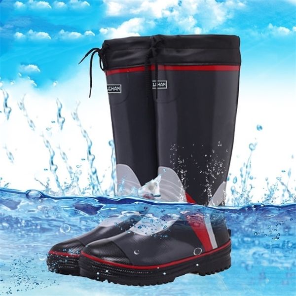 Gummi hohe Stiefel Waten wasserdichte Schuhe Angeln Wathosen Wasser Gummistiefel Aqua Arbeit Männer 39-44 rutschfeste Sohle Ganzjahresriff Unisex Y0714