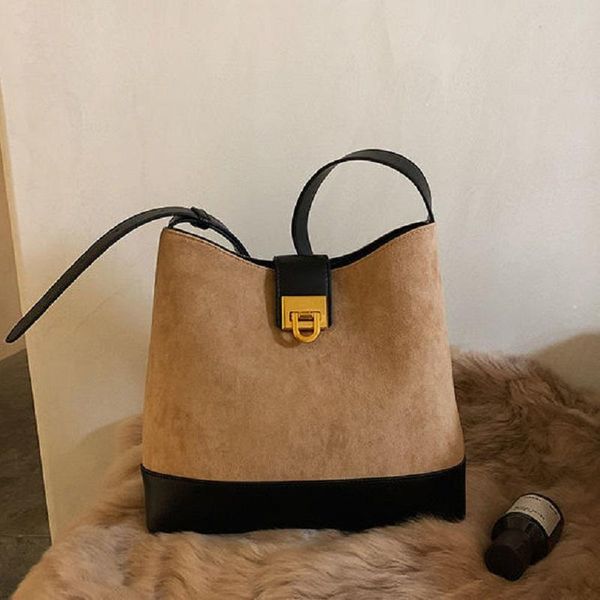

evening bags women's retro brown bucket bag shoulder strap handbag for women 2021 designer luxury large winter totes