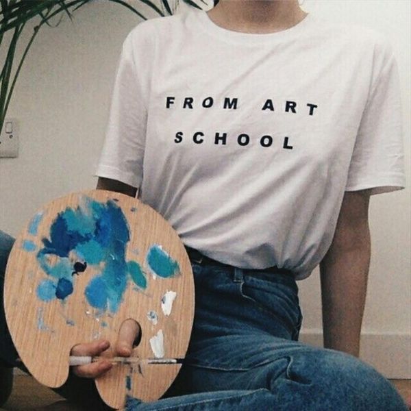 

from art school tumblr casual women t shirts short sleeve tee aesthetic harajuku graphic, White