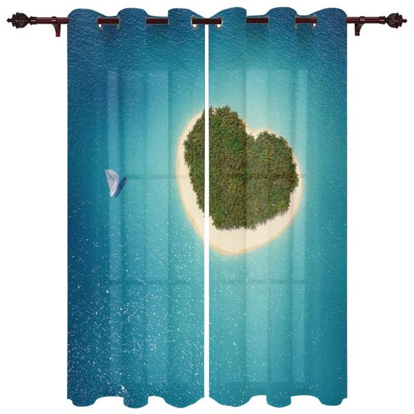 

exquisite home luxury curtains summer love island sea living room dining bedroom el translucent curtain & drapes