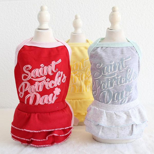

dog apparel letter clothes dress fashion pet clothing for small dogs cute soft trendy outfits spring summer yorkshire print ropa perro
