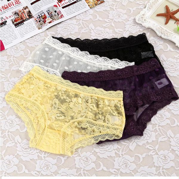 

comsoft lace panties for women solid color cute girl female lingerie mid-rise underwear briefs women's, Black;pink