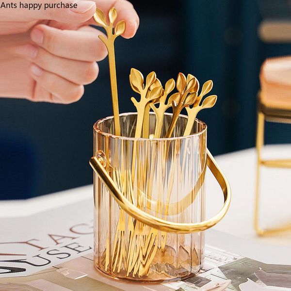 

modern metal glass jar household fruit fork storage jar knife spoon chopstick storage bottle kitchen tool decoration accessories