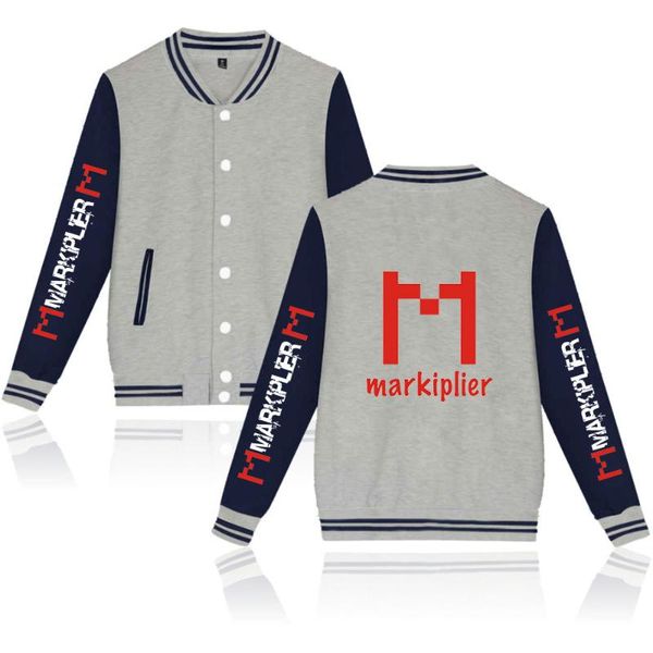 

men's hoodies & sweatshirts markiplier spring o-neck pattern printed baseball shirt comfortable streetwear harajuku style couple jacket, Black
