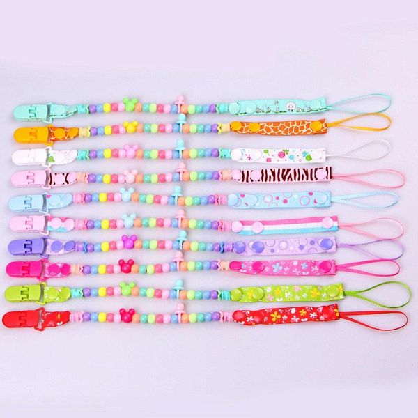 

pacifier holders&clips# born baby clips chain nipple holder diy round bead clip for child folder k0171