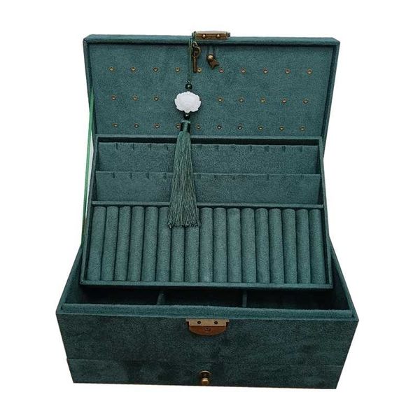 

retro dark green velvet jewelry box elegant and generous birthday festival gift 211105, Black