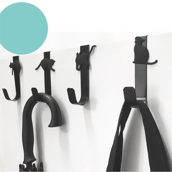 

hooks & rails 2pcs multi-function traceless animal over the door hangers kitty hanging hook cat metal (random pattern)