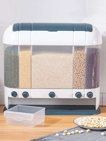 

storage bottles & jars kitchen plastic cereals box high capacity tank sealed rice organizer case transparent beans container accessorie