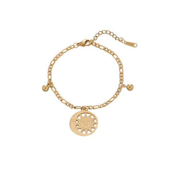 

link, chain potcet korea 2021 fashion trend temperament women's sun bracelet geometric simple personality retro jewelry, Black