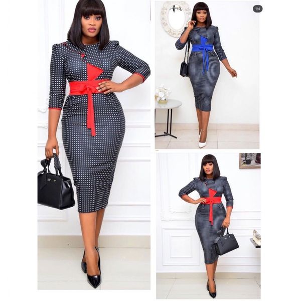 

casual dresses african es for women wave point print dashiki ladies clothing office lady plus size jlcj, Black;gray