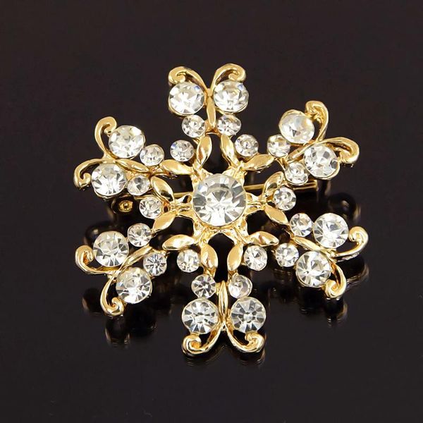 

pins, brooches elegant wedding snowflake brooch clear cz stone zircon rhinestone flower women pins lovely gold lady scarf, Gray