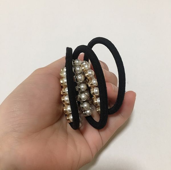

2 color 4.5x3.5cm pearl alloy c style rubber band head rope, for ladies collection luxurious design headdress fashion jewelry for vip gift, Pink