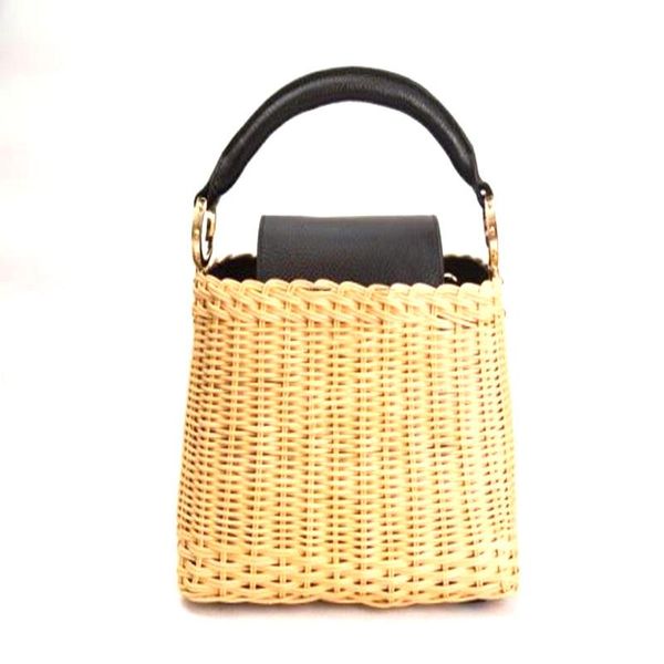 

evening bags the leather women's bag rattan hand-held slanted bamboo basket woven with calf handbag shoulderbag