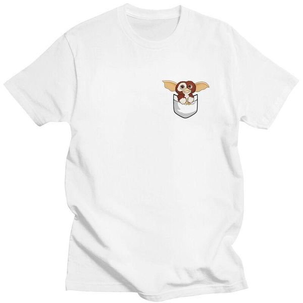 

men's t-shirts classic gremlins gizmo pocket t shirt men short sleeve cotton t-shirt summer 80s movie mogwai tee streetwear tshirt, White;black