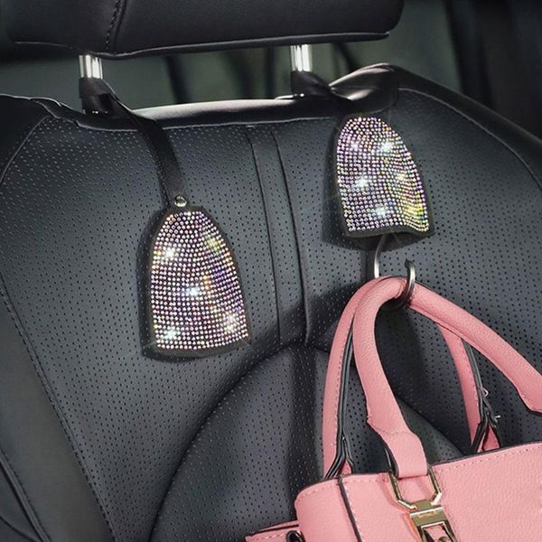 

car organizer rhinestones seat back hanging hook auto headrest hanger storage hooks colorful crystal hidden hangers decor