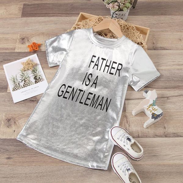 

girl's dresses 2021 kids girls summer short dress children sleeve letter print straight t-shirt casual loose baby girl clothes, Red;yellow