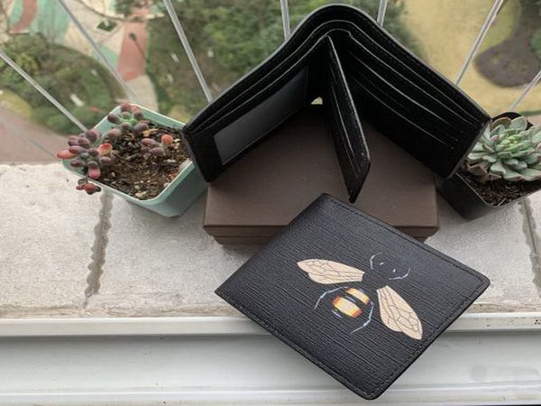 

men animal designers short wallet leather black snake tiger bee women luxurys style purse card holders with box t op quality hei mi feng, Red;black
