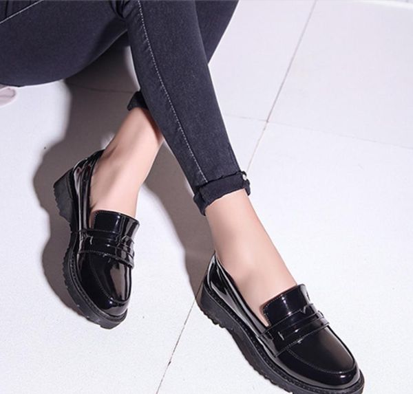 

dress shoes spring autumn casual round toe high heel women's vintage british style student wine red plus size 34-43, Black