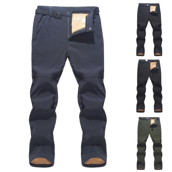 

men's pants -6xl camping climbing fishing trekking hiking men summer winter fleece quick dry waterproof breathable pant sport trousers, Black