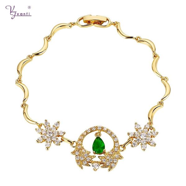 

kfvanfi style christmas gift gold color snowflake shape green water drop hollow out bead bracelets gifts for women link, chain, Black