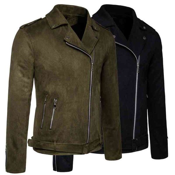 

large diagonal zipper lapel jacket casual coat european fashion men's cross, Black