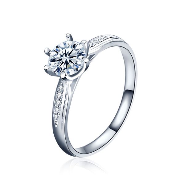 

real silver ring 18k white gold plated 0.5ct-3ct d color moissanite engagement rings for women adjustable fine jewelry, Slivery;golden