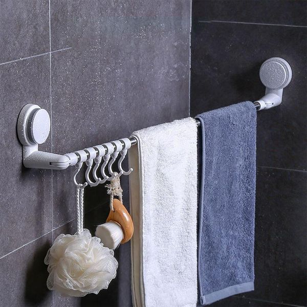 

towel racks bathroom holder storage rack toilet organizer wall-mounted with 6 hooks hanging gadgets