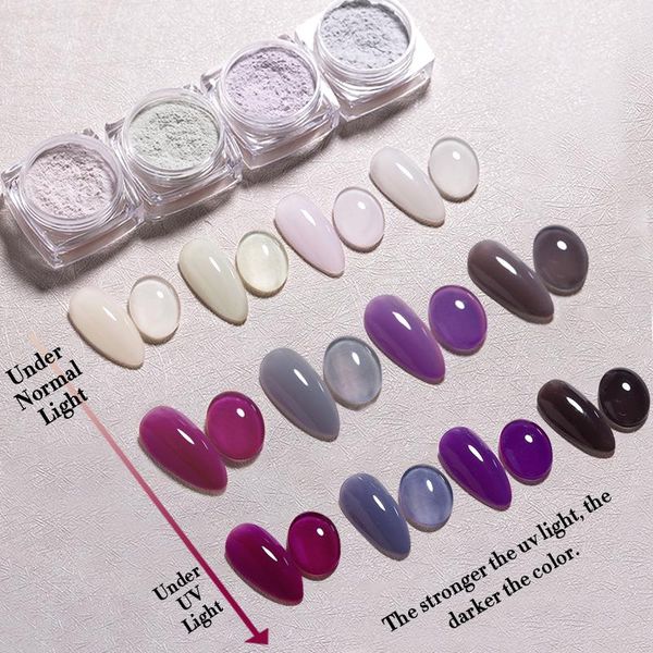 

nail glitter 1 box 1g sunlight sensitive powder 4 colors beautiful light changing uv pochromic pigment manicure tips decoration, Silver;gold