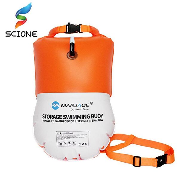 

inflatable open swimming buoy tow float dry bag double air with waist belt for water sport storage safety life vest &