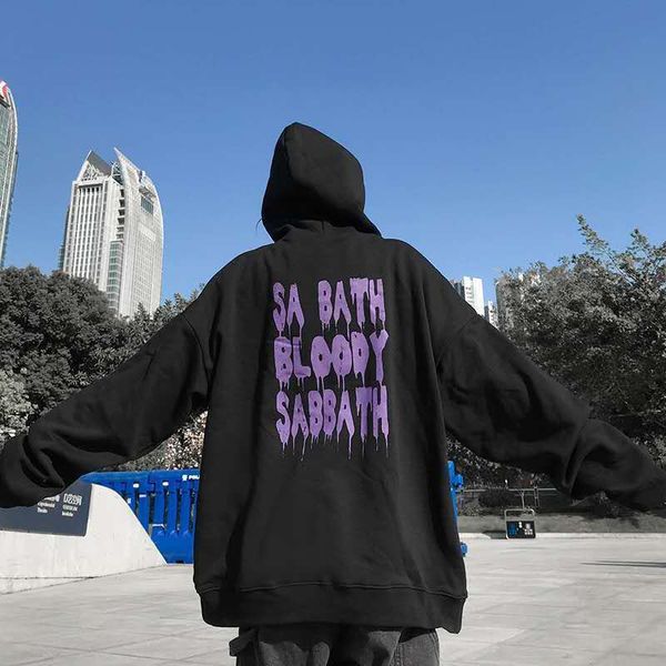 

spring and autumn 2021 thin black hip hop loose hooded oversized sweater street women trend bf style