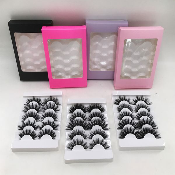 Neueste 5 Paar Wimpernpaketbox, ein Fach mit verschiedenen 3D-Wimpern, natürlichen langen falschen Wimpern