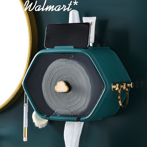 

toilet paper holders wall-mounted disposable face towel storage waterproof organizer shelf roll rack bathroom tissue box