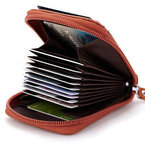 

card holders luxury genuine leather men id holder with zipper po for man women designer case wallet, Brown;gray