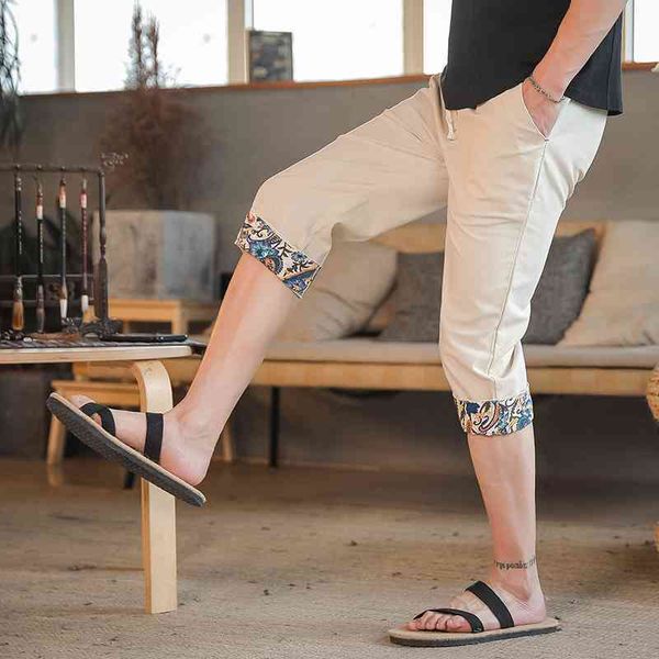 

men's pants chinese style mens harem leisure cotton linen jogging summer sweatpants male streetwear zemx, Black